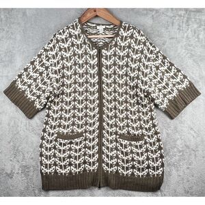Chico's Cassandra Cape Sweater Coat Womens L 3 Wool Blend‎ Earth Tones Fisherman